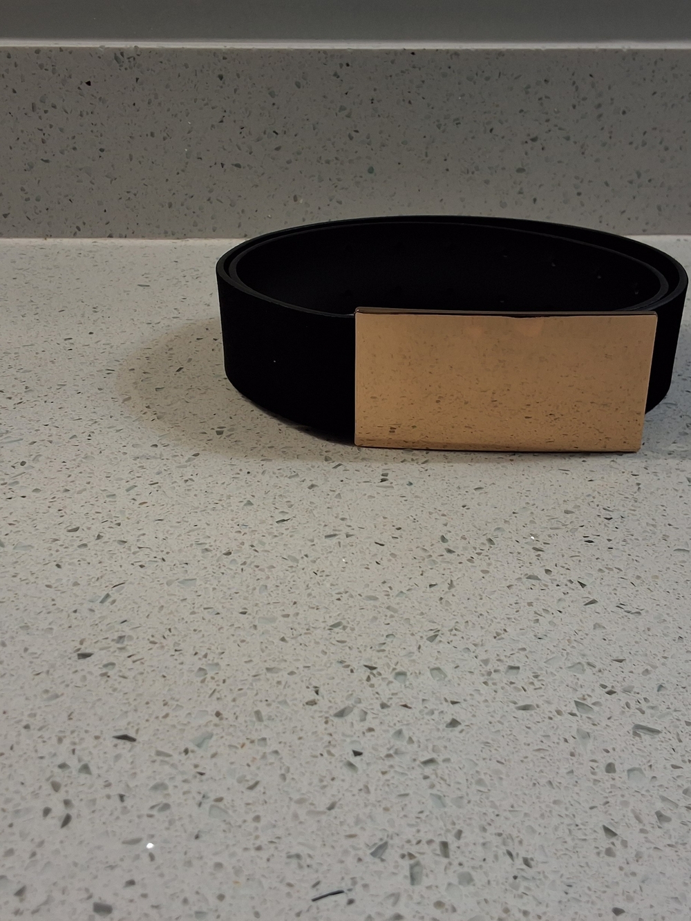 Zara Black Belt with Gold Rectangular Buckle